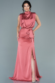 Lachs Abendkleid Satin Lang ABU2133
