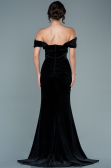Abendkleid Lang Samt Schwarz ABU2672