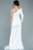 Abendkleid Lang Satin Weiß ABU2676