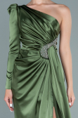 Abendkleid Lang Satin Khaki ABU2676