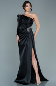 Abendkleid Lang Satin Schwarz ABU2676