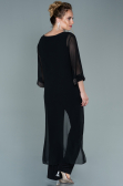 Abendkleid Lang Chiffon Schwarz ABT083
