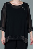 Abendkleid Lang Chiffon Schwarz ABT083