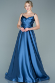 Indigo Abendkleid Satin Lang ABU1601