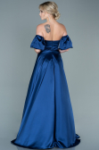 Abendkleid Lang Satin Marineblau ABU2614