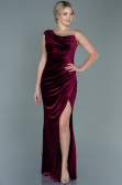 Abendkleid Lang Samt Weinrot ABU2687