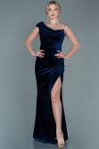 Abendkleid Lang Samt Marineblau ABU2687