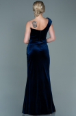 Abendkleid Lang Samt Marineblau ABU2687