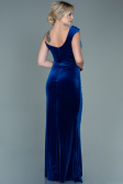 Abendkleid Lang Samt Sächsischblau ABU2687