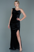 Abendkleid Lang Samt Schwarz ABU2687