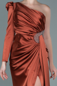 Abendkleid Lang Satin Ziegelrot ABU2676