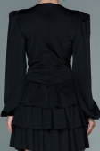 Partykleid Kurz Satin Schwarz ABK1561