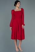 Rot Partykleid Chiffon Midi ABK1441