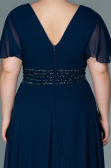 Abendgarderobe in Großen Größen Lang Chiffon Marineblau ABU2755