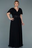 Abendgarderobe in Großen Größen Lang Chiffon Schwarz ABU2755