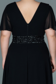 Abendgarderobe in Großen Größen Lang Chiffon Schwarz ABU2755