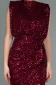 Abendkleid Lang Schuppig Weinrot ABU2752