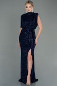 Abendkleid Lang Schuppig Marineblau ABU2752