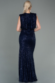 Abendkleid Lang Schuppig Marineblau ABU2752