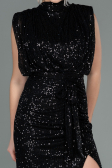 Abendkleid Lang Schuppig Schwarz ABU2752