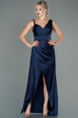 Abendkleid Lang Satin Marineblau ABU2771