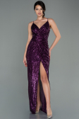 Pflaume Abschlusskleid Schuppig Lang ABU1880