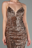 Abendkleid im Meerjungfrau-Stil Lang Samt Cappuccino ABU2787