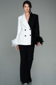 Abendkleid Weiß-Schwarz SN334