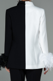 Abendkleid Weiß-Schwarz SN334