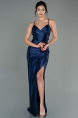 Abschlusskleid Lang Satin Marineblau ABU2800