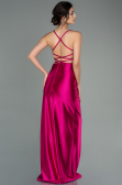 Abschlusskleid Lang Satin Fuchsie ABU2800