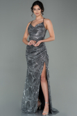 Abendkleid Lang Schwarz-Silber ABU2803