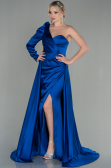 Sächsischblau Abendkleid Satin Lang ABU1715