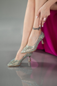 Party-Schuhe Steinbesetzt Gold-Metallic MJ5152