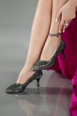 Party-Schuhe Steinbesetzt Platin MJ5152