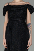 Abendkleid Lang Schwarz-Silber ABU2835