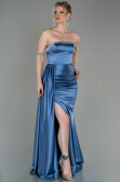 Indigo Abendkleid Satin Lang ABU2618
