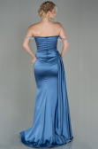 Indigo Abendkleid Satin Lang ABU2618