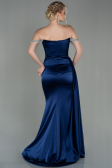 Marineblau Abendkleid Satin Lang ABU2618