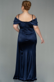 Kleider in Großen Größen Lang Satin Marineblau ABU2855