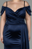 Kleider in Großen Größen Lang Satin Marineblau ABU2855