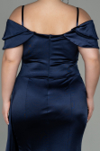 Kleider in Großen Größen Lang Satin Marineblau ABU2855