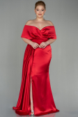 Kleider in Großen Größen Lang Satin Rot ABU2873