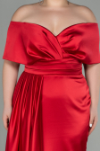 Kleider in Großen Größen Lang Satin Rot ABU2873