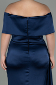 Kleider in Großen Größen Lang Satin Marineblau ABU2873