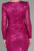 Abendkleid Lang Schuppig Fuchsie ABU2859
