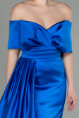 Abendkleid Lang Satin Sächsischblau ABU2893