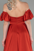 Abschlusskleid Lang Satin Ziegelrot ABU2917