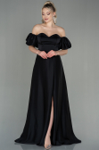 Abschlusskleid Lang Satin Schwarz ABU2917