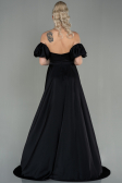 Abschlusskleid Lang Satin Schwarz ABU2917